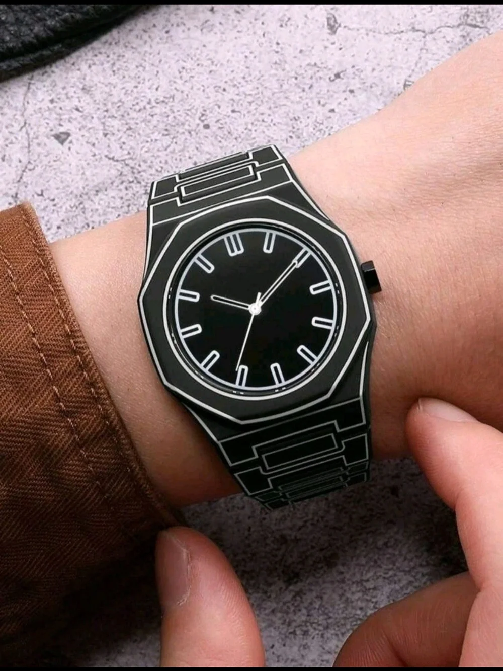 Men's Black Geometric Bracelet Watch
